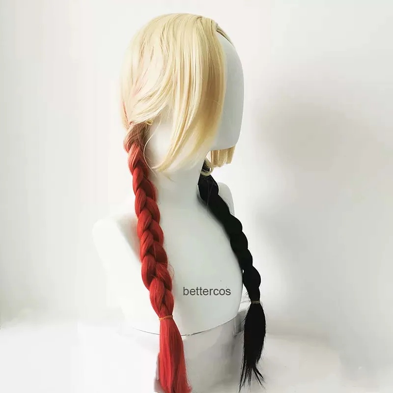 Women'S Harley Quinn Accessories - Wig Rambut Kepang Merah Hitam Gaya