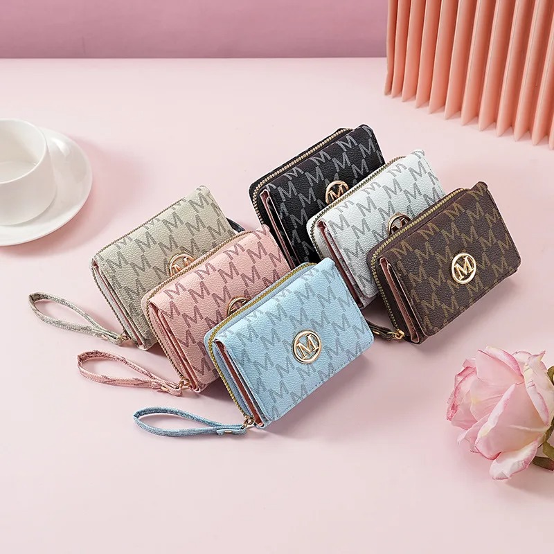 Women Accessories Bag - Dompet Ritsleting Tiga Lipat dengan Pola
