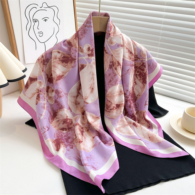 Silk Scarf Square - Retro 90cm dicetak syal persegi besar