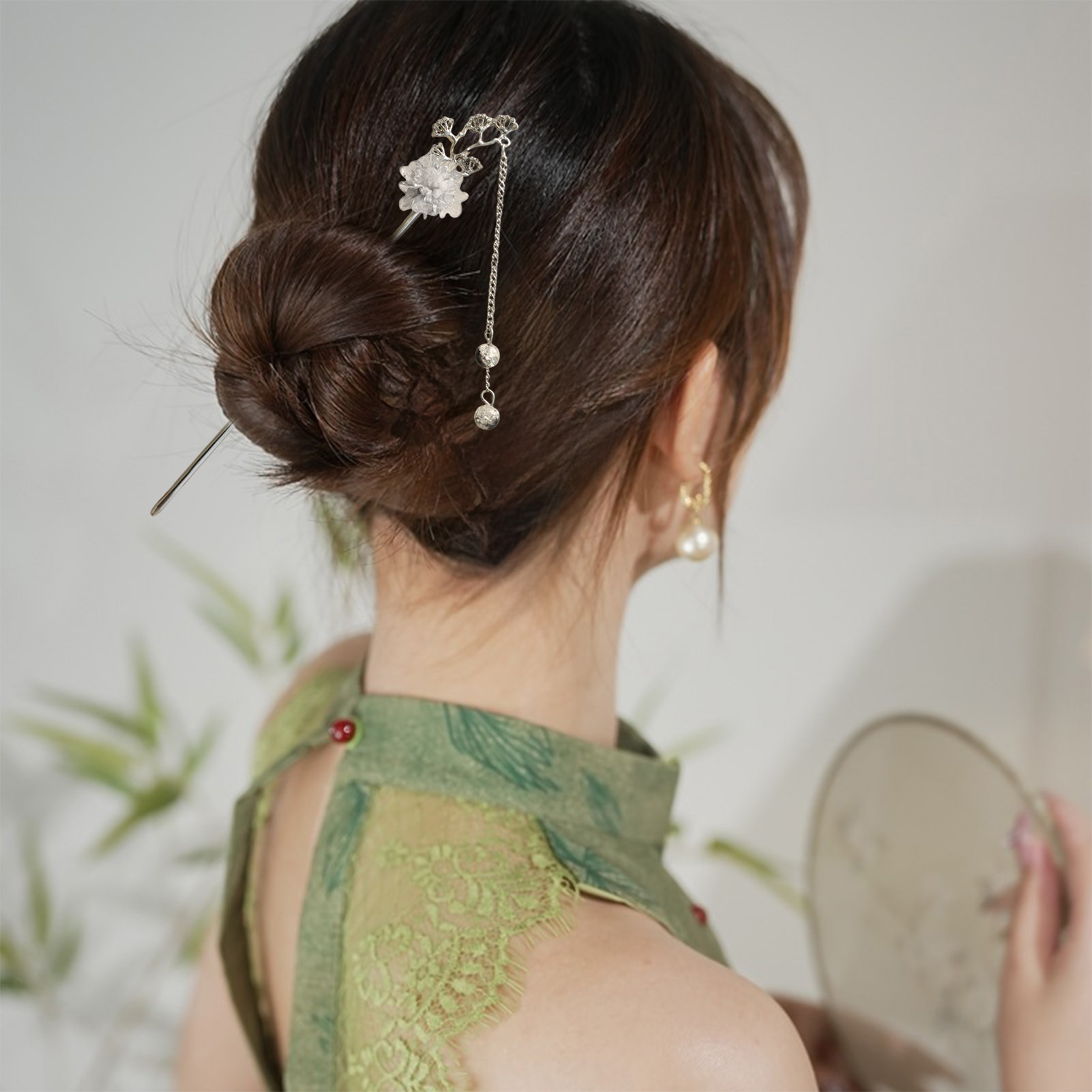 Women Accessories Chain - Tusuk Konde Bunga Elegan, Jepit Rambut