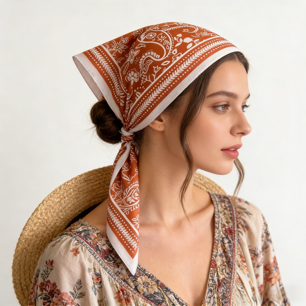 1Pc syal sutra motif kacang me - Silk Scarf Square ulasan dan harga