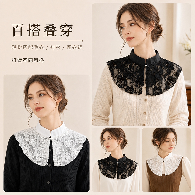 Kerah Palsu Berenda Bunga Eleg - Woman Accessory ulasan dan harga