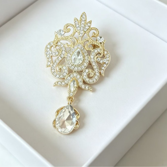 Bros Bunga Kristal Warna Emas  - Women Accessories Bouquet ulasan dan harga