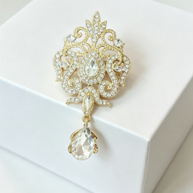 Bros Bunga Kristal Warna Emas  - Women Accessories Bouquet ulasan dan harga